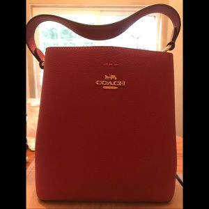 COACH Small Town Bucket Bag, Brick Red/Brass